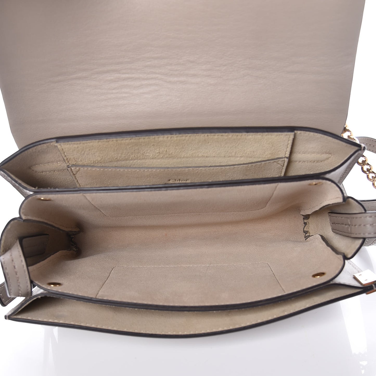 Suede Calfskin Small Faye Shoulder Bag Motty Grey