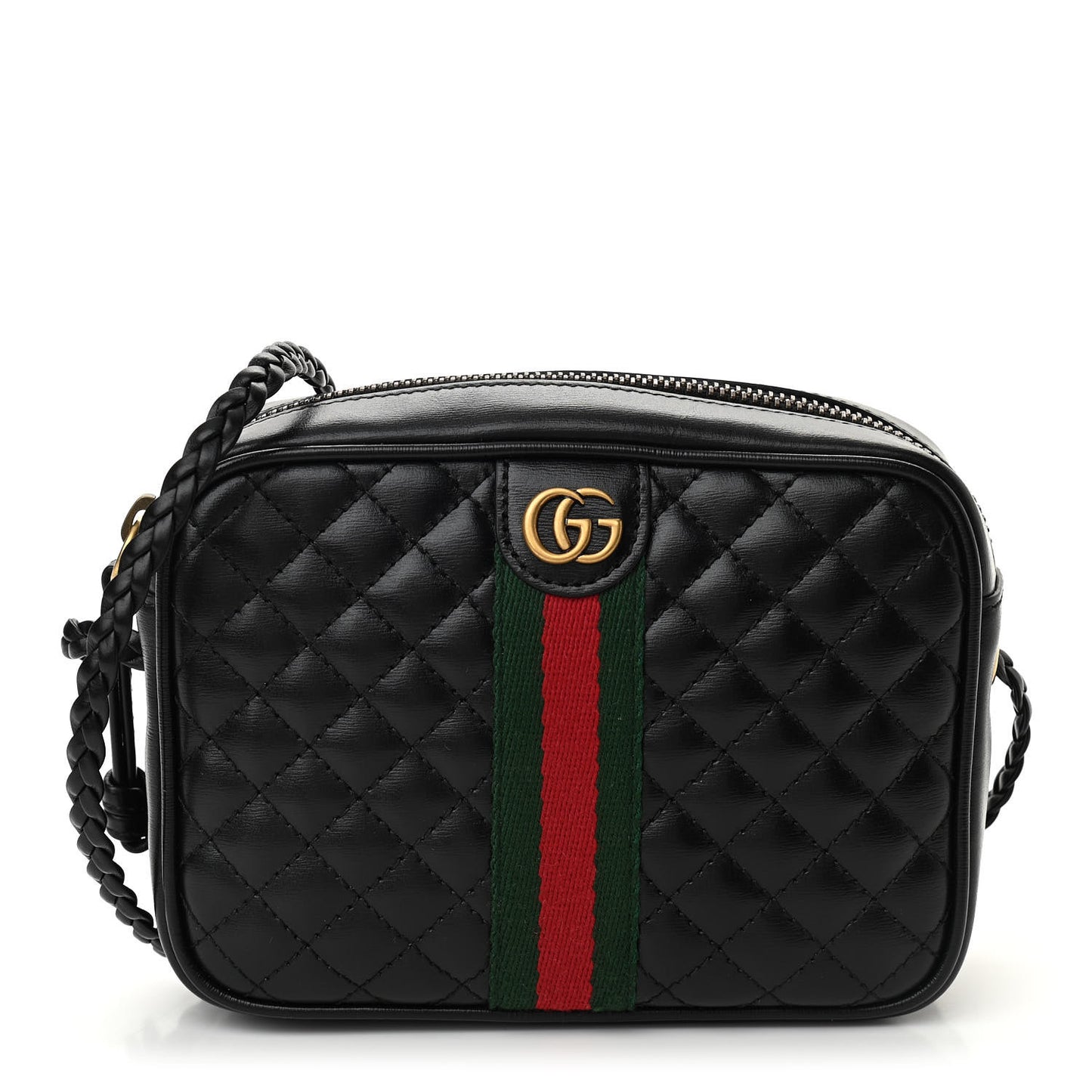 Calfskin Trapuntata Web Mini GG Shoulder Bag Black