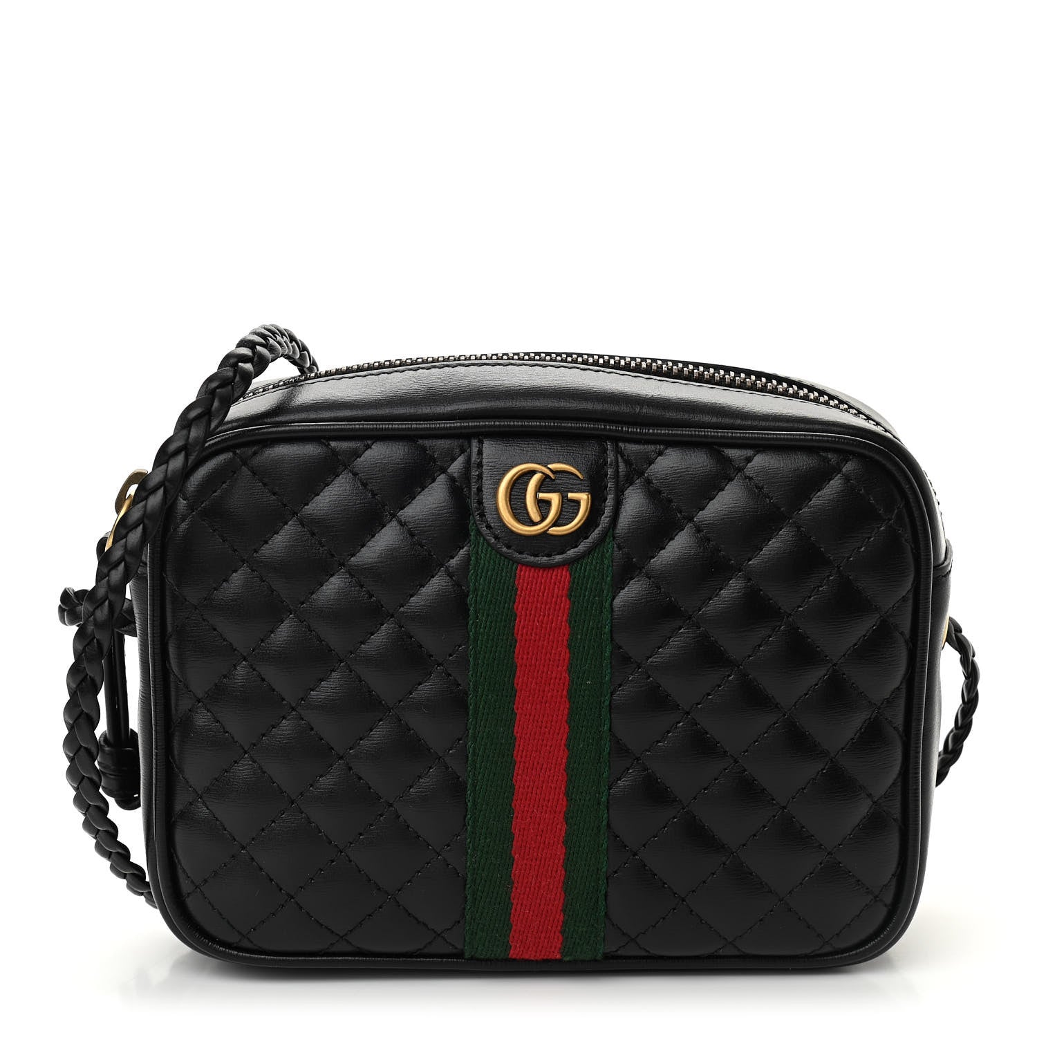 Gucci Calfskin Trapuntata Web Mini GG Shoulder Bag Black 1 of 10