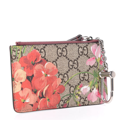 Gucci GG Supreme Monogram Blooms Key Ring Coin Case Beige Multicolor Dry Rose 3 of 7