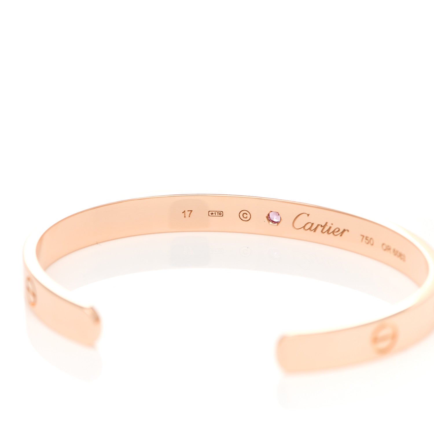 Cartier 18K Pink Gold Pink Sapphire LOVE Cuff Bracelet 17 4 of 4