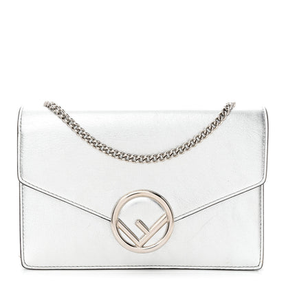 Fendi Vitello Catalan Mirror F is Fendi Medium Envelope Wallet on Chain Argento 1 of 13