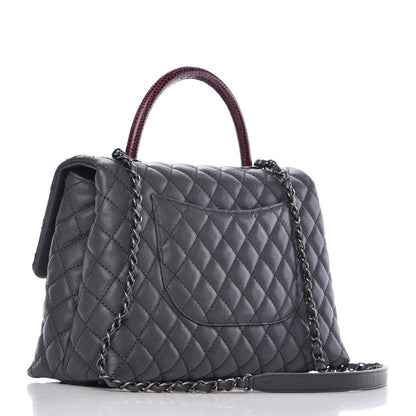 Chanel Caviar Lizard Quilted Medium Coco Handle Flap Grey 3 of 9