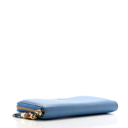 Gucci Pebbled Calfskin Bamboo Tassel Zip Around Wallet Blue 4 of 12