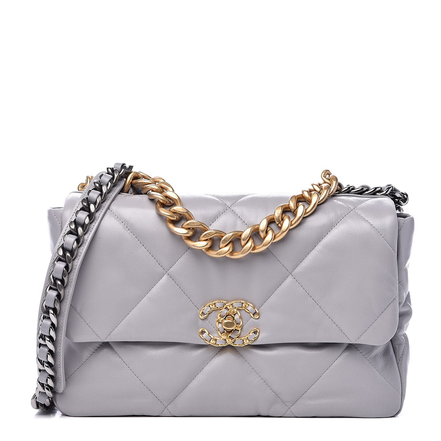 Goatskin Quilted Large 19 Flap Grey