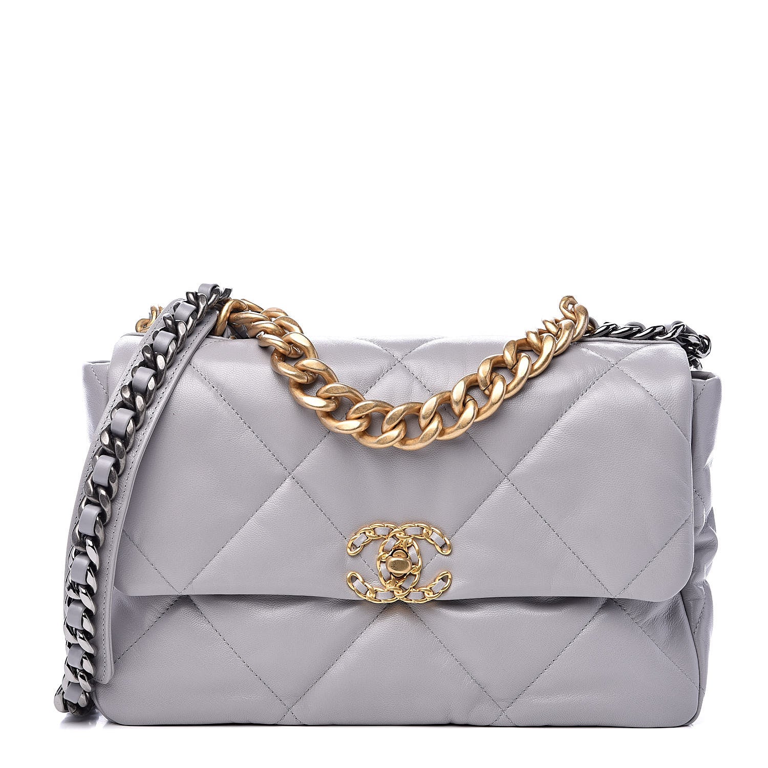Chanel Goatskin Quilted Large 19 Flap Grey 1 of 11