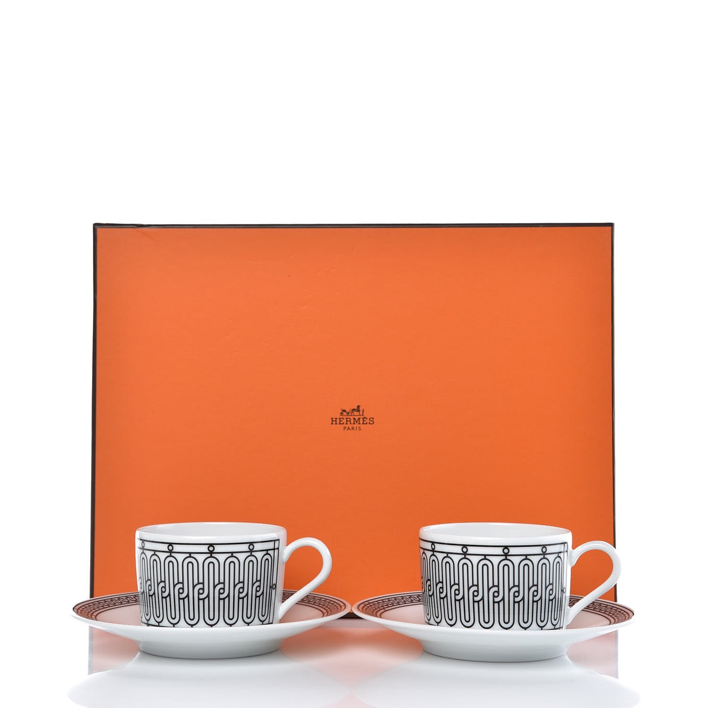 Porcelain H Deco Tea Cup And Saucer Set Of 2