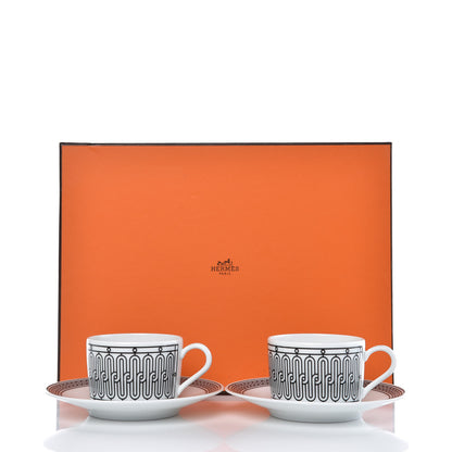 Hermes Porcelain H Deco Tea Cup And Saucer Set Of 2 8 of 8