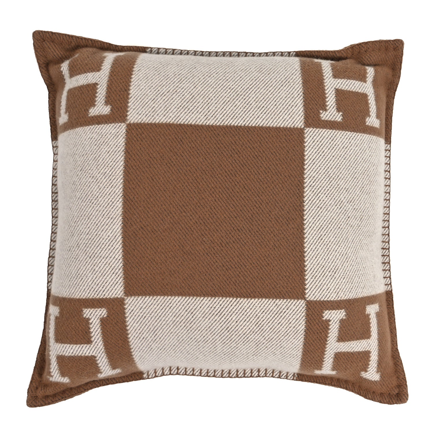 Hermes Wool Cashmere Avalon Pillow PM Ecru Camel 1 of 3