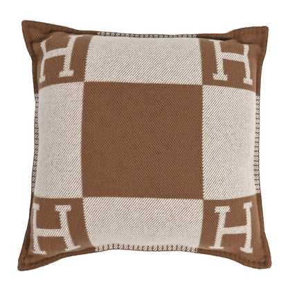 Hermes Wool Cashmere Avalon Pillow PM Ecru Camel 1 of 3