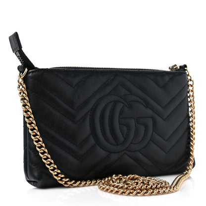 Gucci Calfskin Matelasse Mini GG Marmont Chain Bag Black 3 of 14