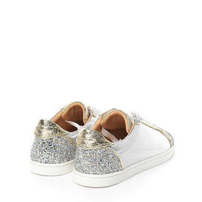 Christian Louboutin Glitter Aliglitter Specchio Women Seava Flat Sneakers 39.5 Silver 4 of 9