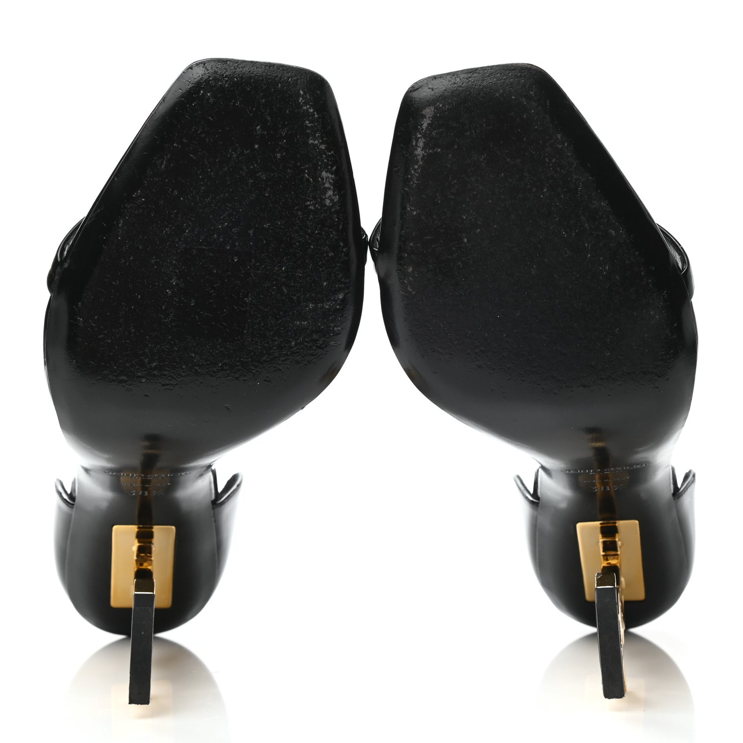 Patent Calfskin Opyum 110 Sandals 38.5 Black Gold