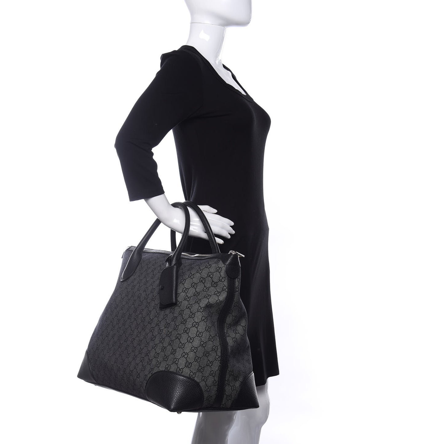 Denim Monogram Large Tote Black