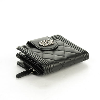 Chanel Lambskin Quilted Boy Zipped Pocket Wallet Black 4 of 9