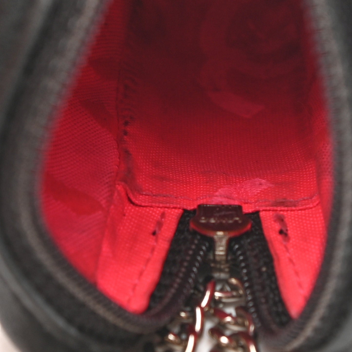 Calfskin Quilted Cambon Zip Around Cosmetic Pouch Black