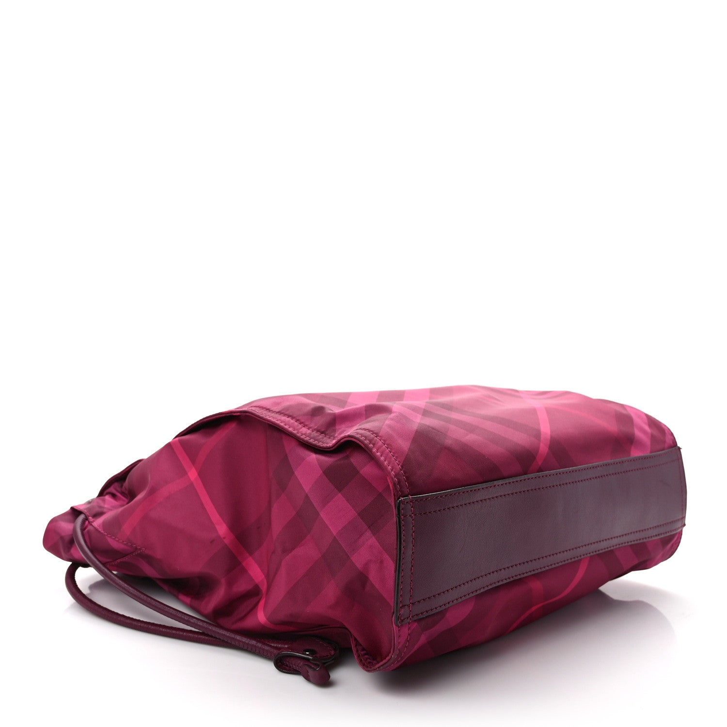 Burberry Nylon Check Small Buckleigh Packable Tote Bright Burgundy 4 of 12