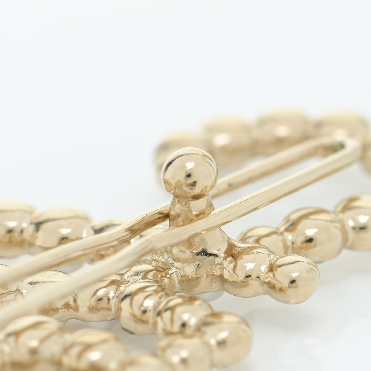 Chanel Metal Glass Swirling Pearls Hair Clip Gold 4 of 6