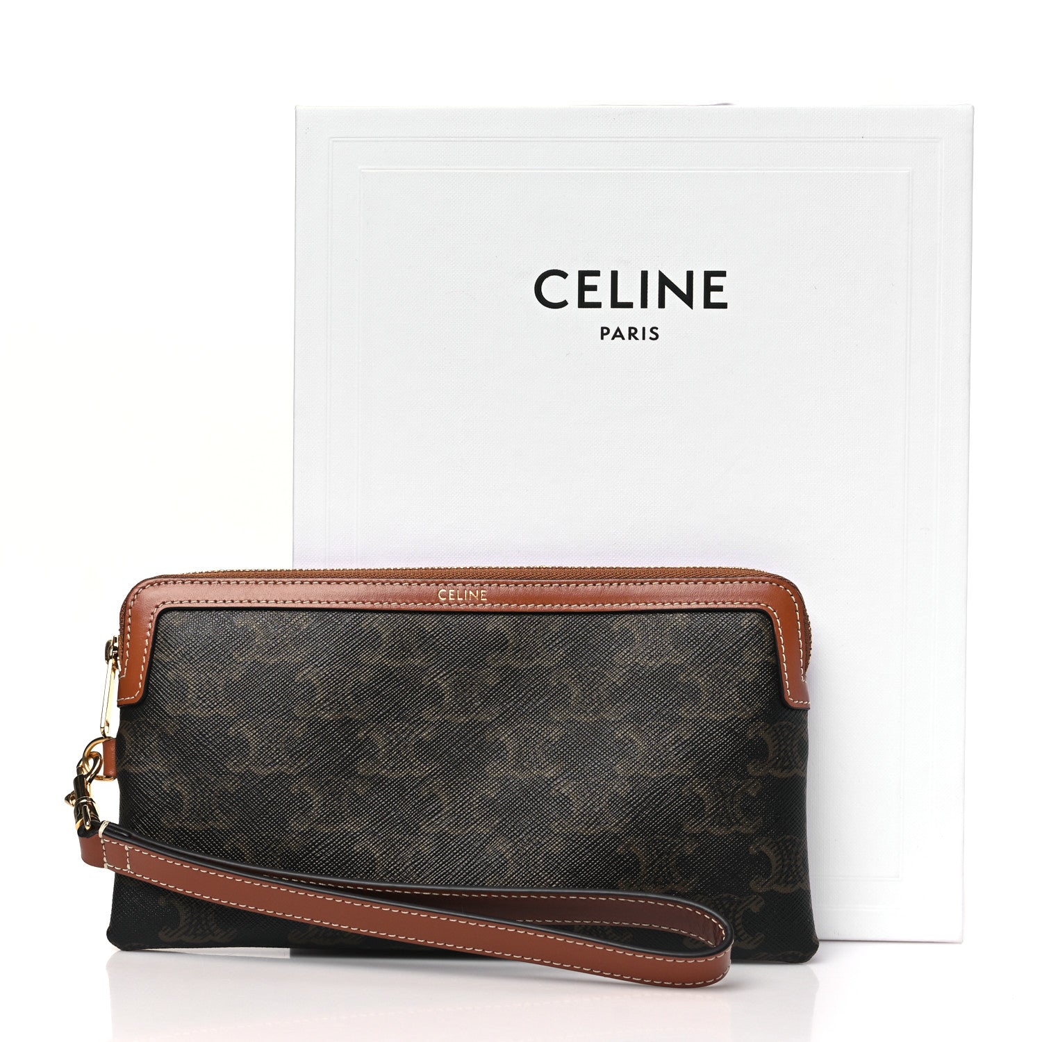 Celine Triomphe Calfskin Long Pouch With Strap Tan 8 of 8