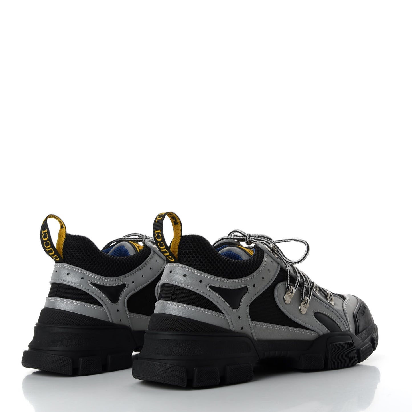 X SEGA Mesh Technical Canvas Calfskin Reflective Mens Flashtrek Sneakers 8 Silver Black
