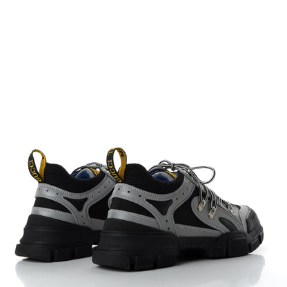 Gucci X SEGA Mesh Technical Canvas Calfskin Reflective Mens Flashtrek Sneakers 8 Silver Black 4 of 9