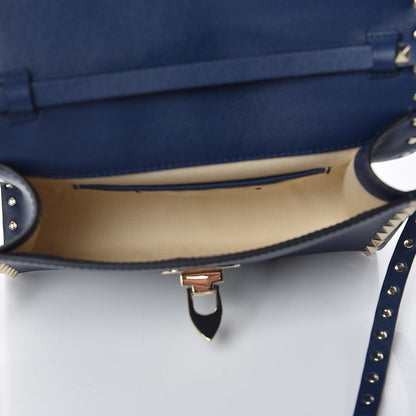 Valentino Garavani Vitello Medium Rockstud Flip Lock Crossbody Bag Pure Blue 7 of 8