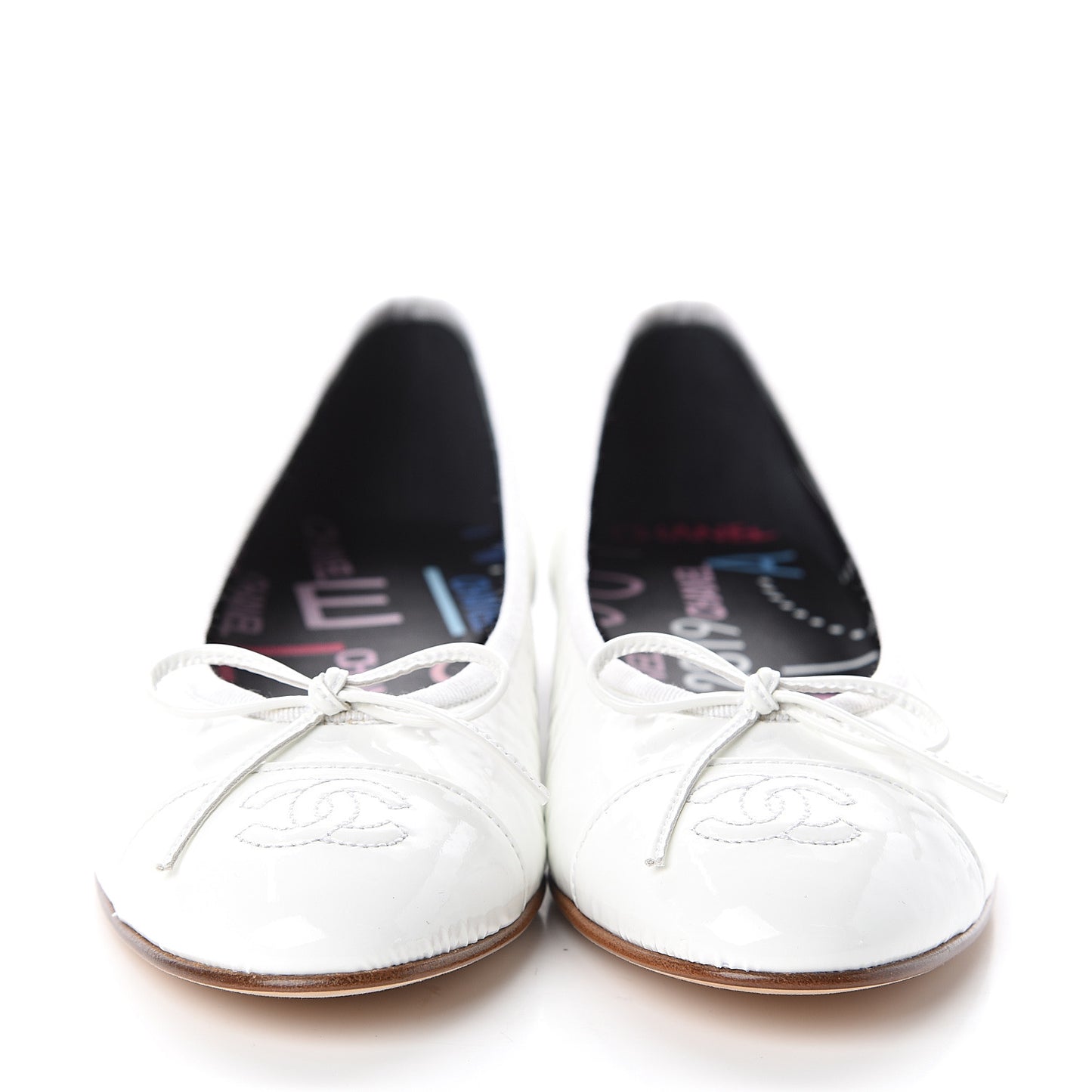 Shiny Crumpled Lambskin Cap Toe Ballerina Flats 37.5 White