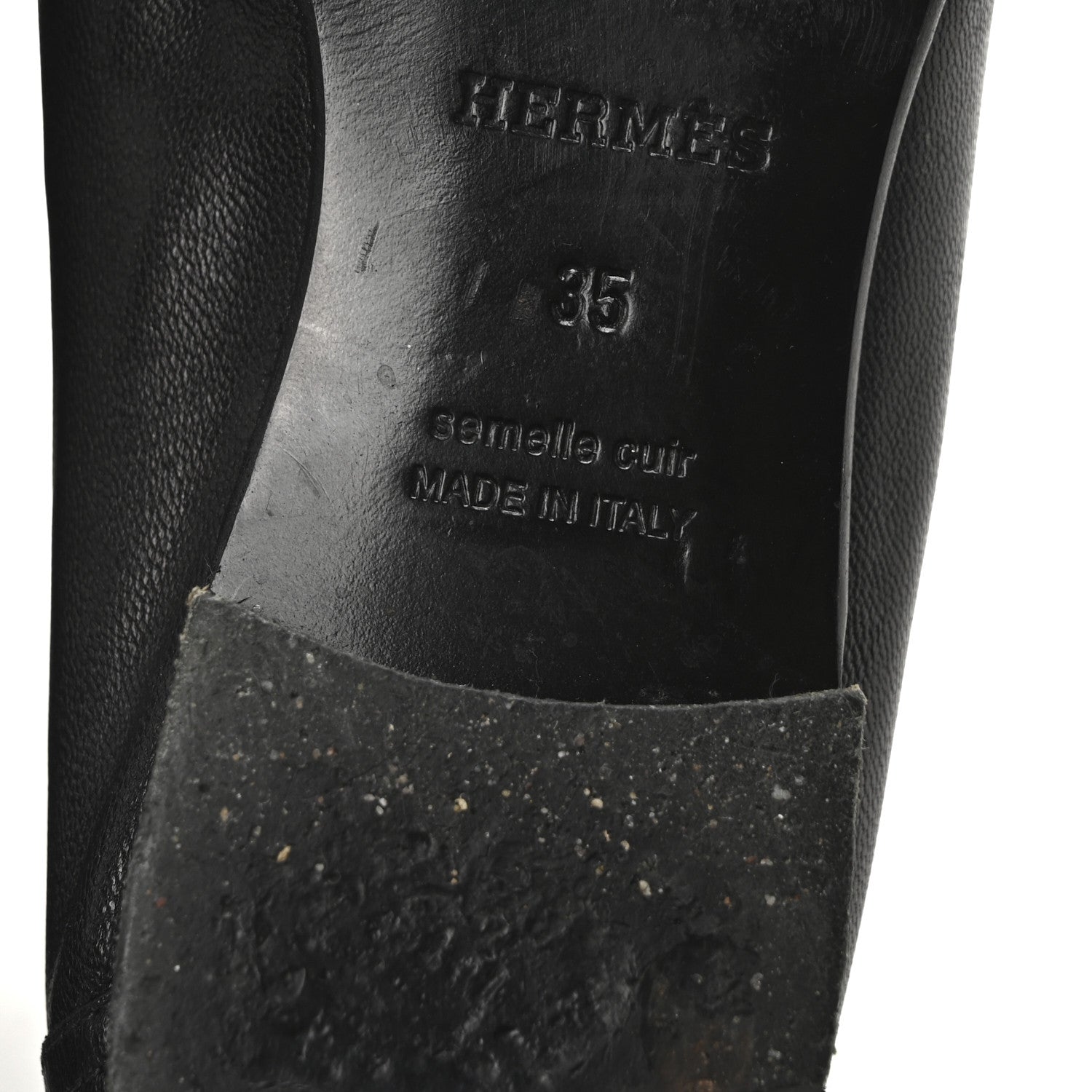 Hermes Goatskin Womens Paris Loafers 35 Black 7 of 9