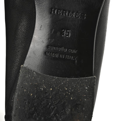 Hermes Goatskin Womens Paris Loafers 35 Black 7 of 9