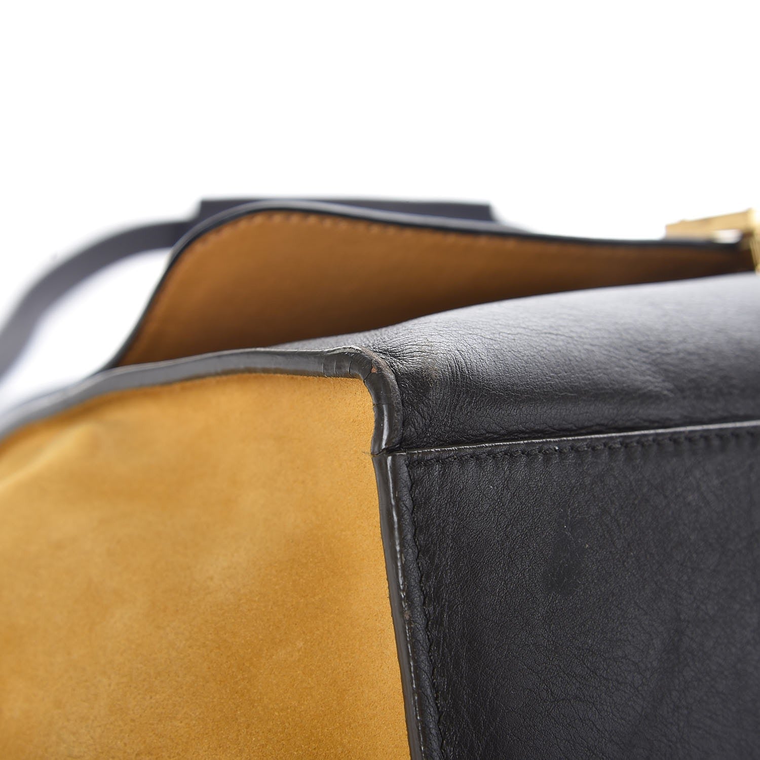 Celine Smooth Calfskin Suede Medium Tri-Color Trapeze Mustard 9 of 19