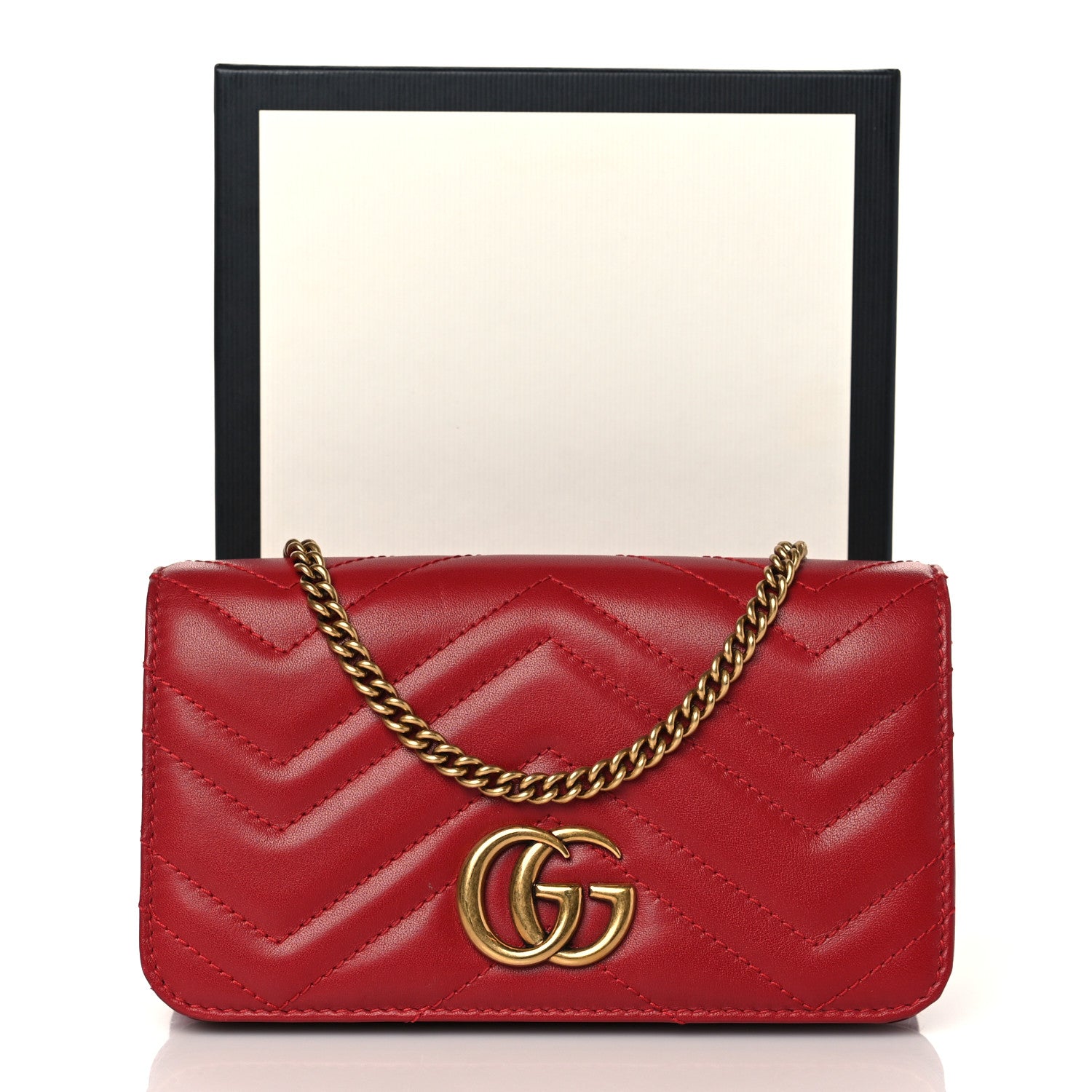 Gucci Calfskin Matelasse GG Marmont Mini Bag Hibiscus Red 10 of 10