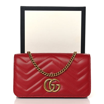 Gucci Calfskin Matelasse GG Marmont Mini Bag Hibiscus Red 10 of 10