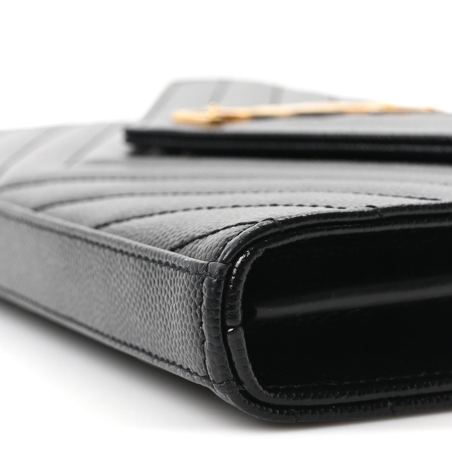 Grain De Poudre Matelasse Chevron Monogram Chain Wallet Black