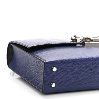 Hermes Epsom Shiny Alligator Mini Verrou Chaine Bag Bleu Encre Black 9 of 11