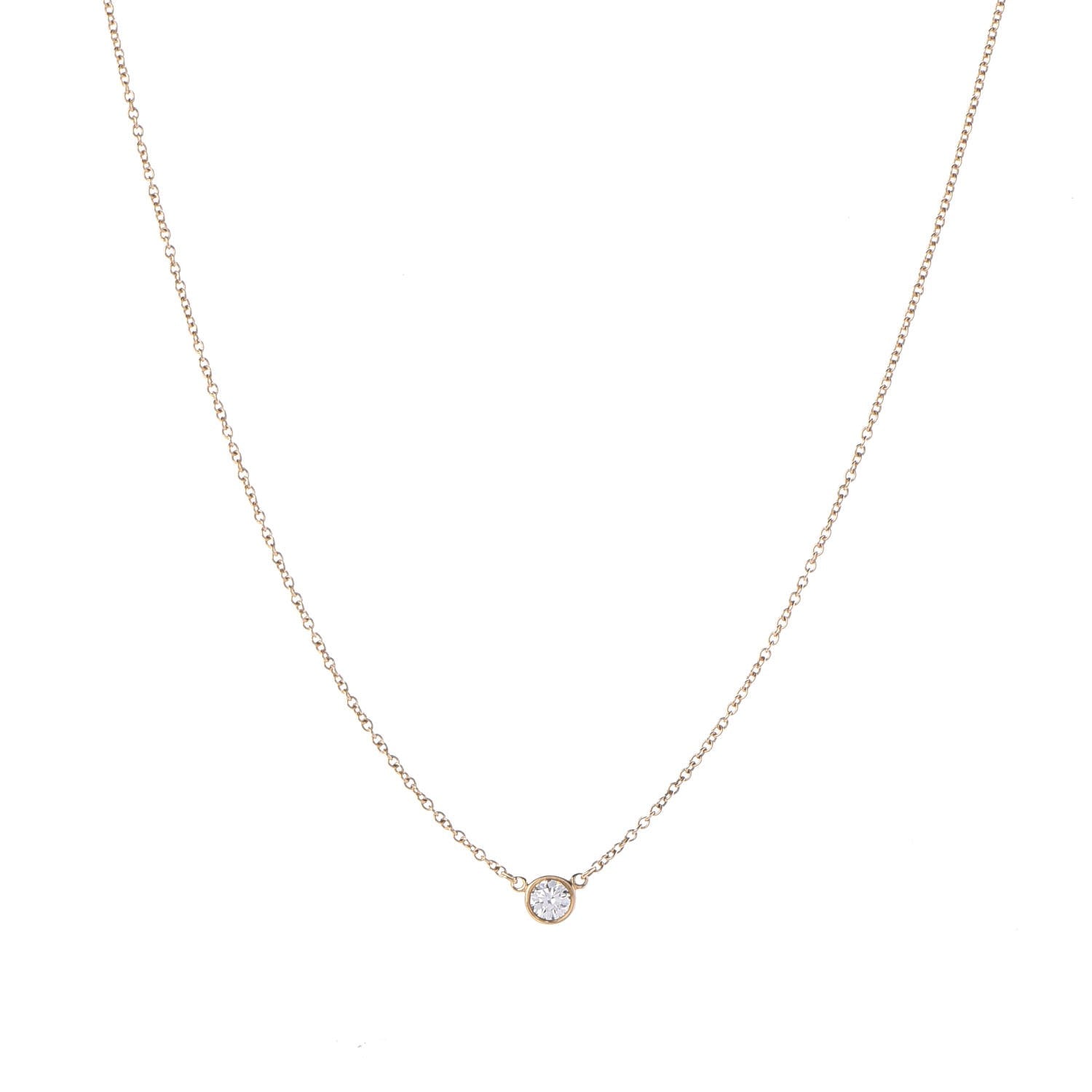 Tiffany 18K Yellow Gold Diamond .14ct Elsa Peretti Diamonds by the Yard Pendant Necklace 1 of 6