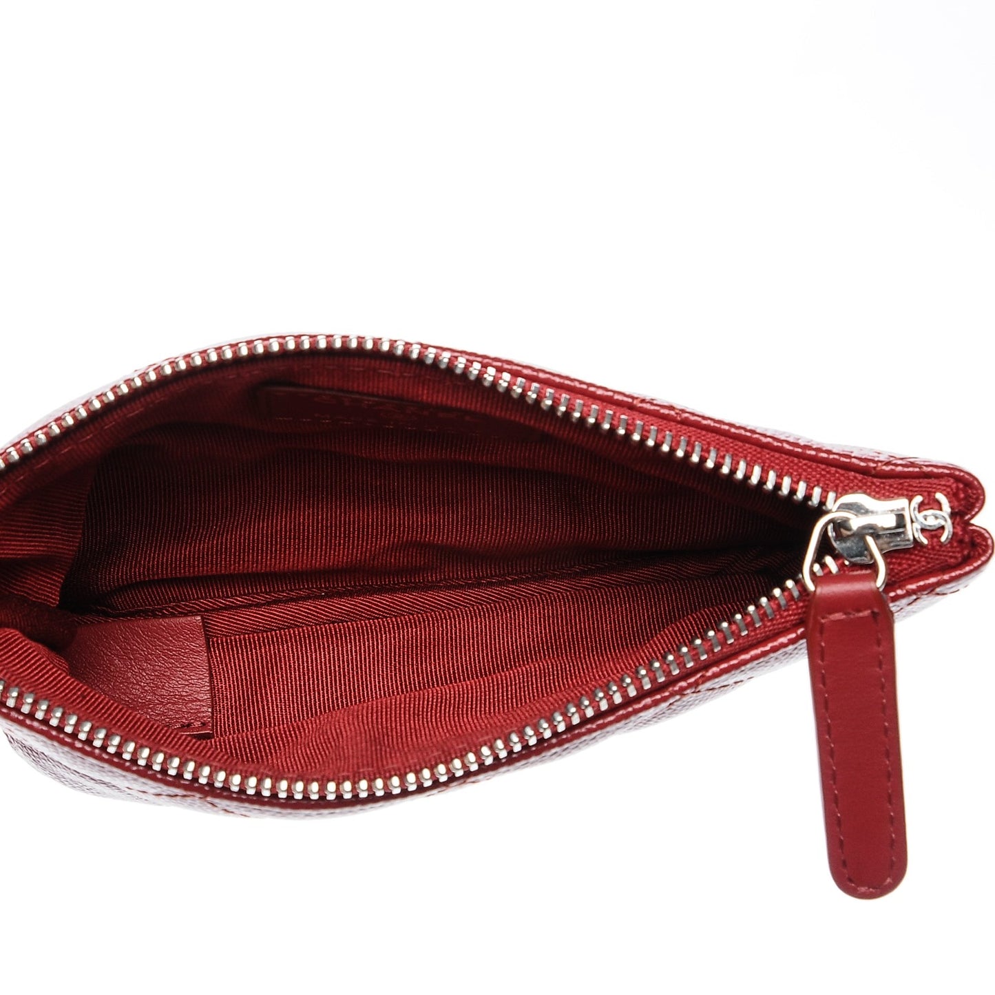 Caviar Quilted Small Cosmetic Case Red