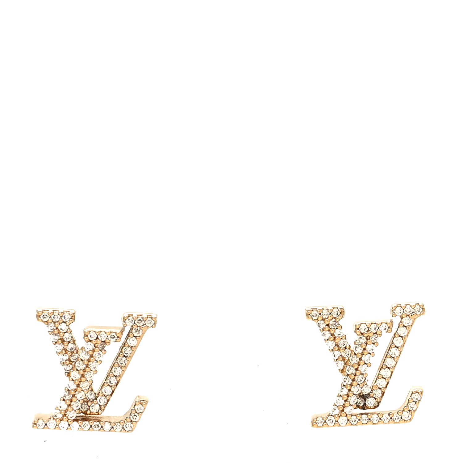 Louis Vuitton Metal Crystal LV Iconic Earrings Gold 1 of 5