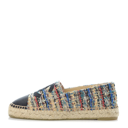 Chanel Tweed Grosgrain CC Espadrilles 38 Multicolor 1 of 11