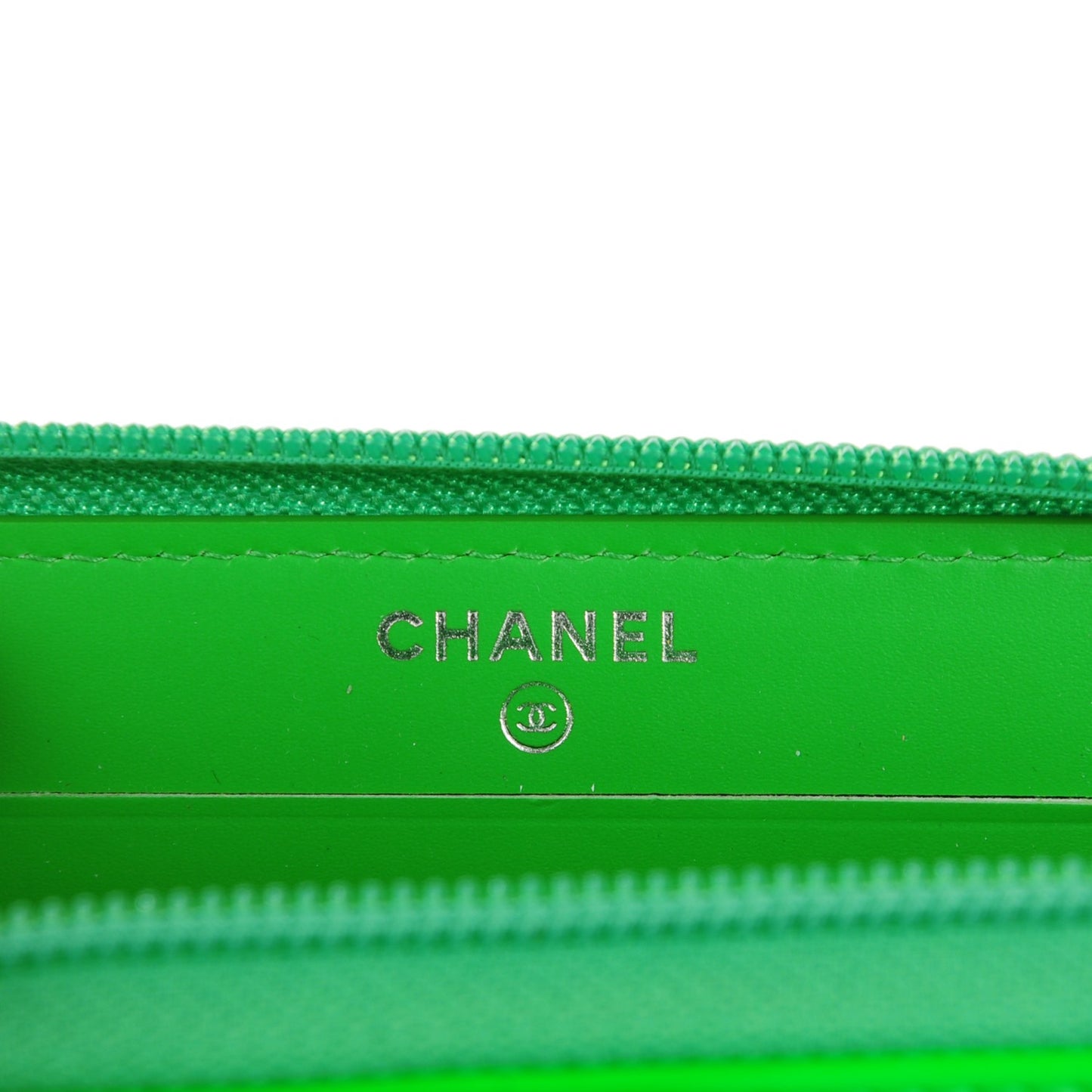 Patent Quilted Small Boy Zip Around Wallet Green