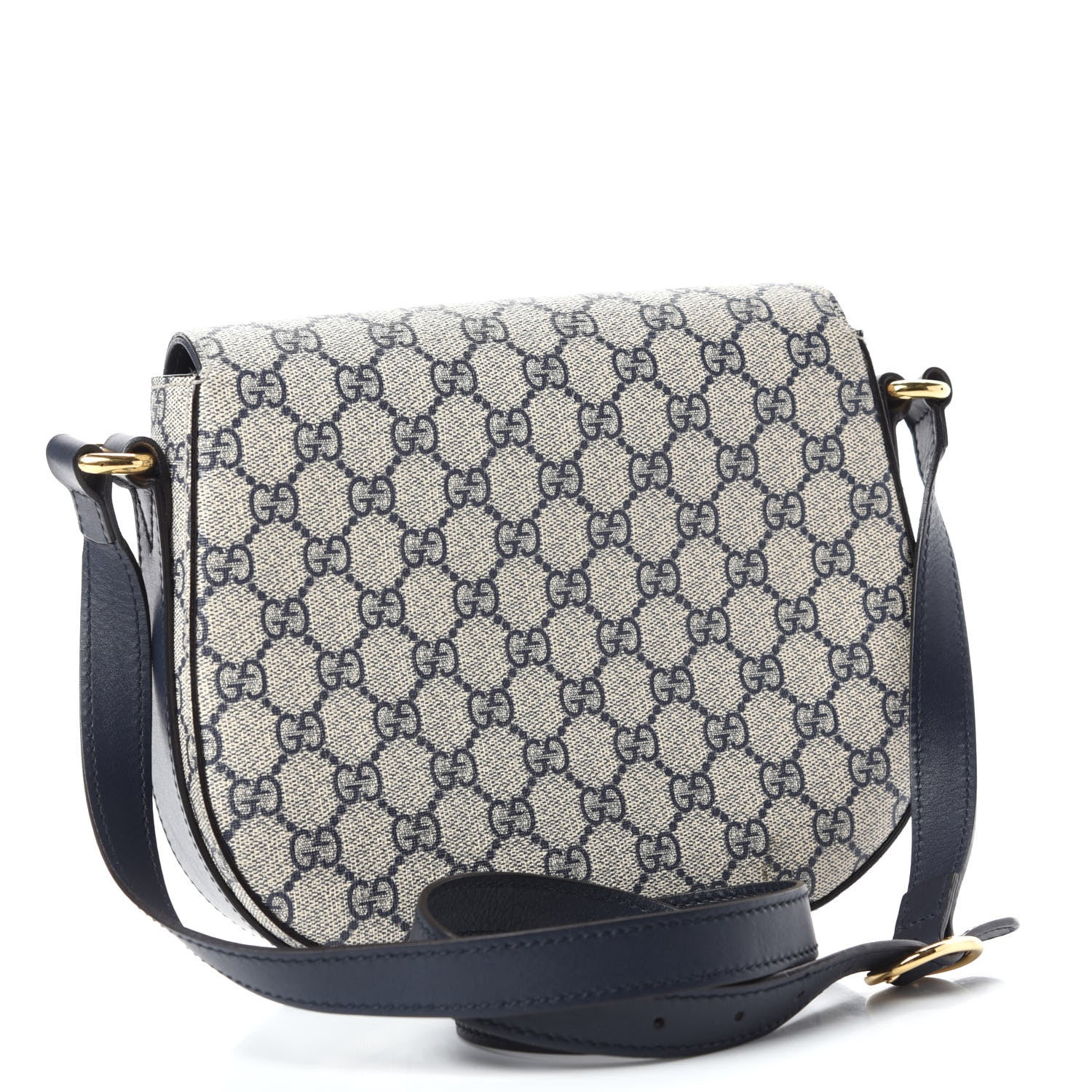 Gucci GG Supreme Monogram Small Messenger Shoulder Bag Beige Blue Navy 3 of 11