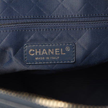 Chanel Tweed Trip Bowling Bag Navy Burgundy 6 of 9