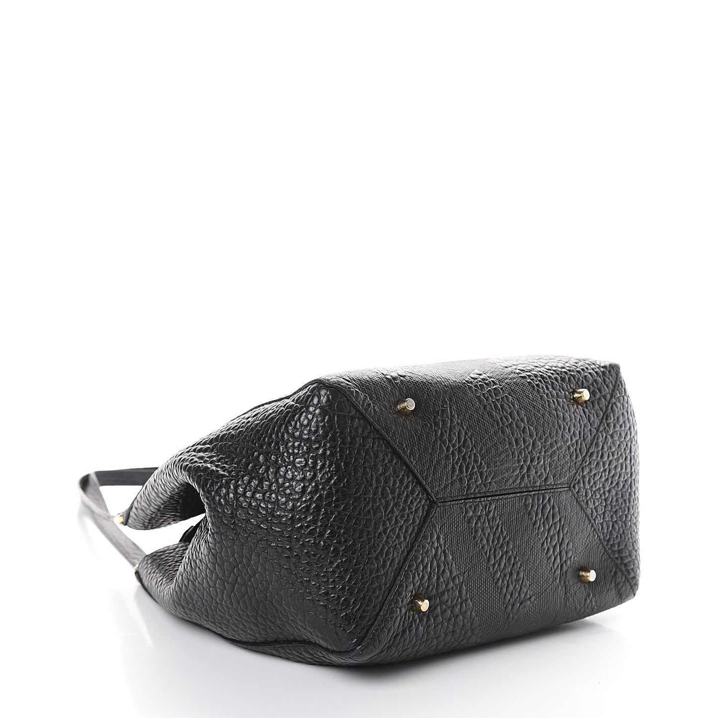Signature Grain Calfskin Check Embossed Small Canterbury Tote Black