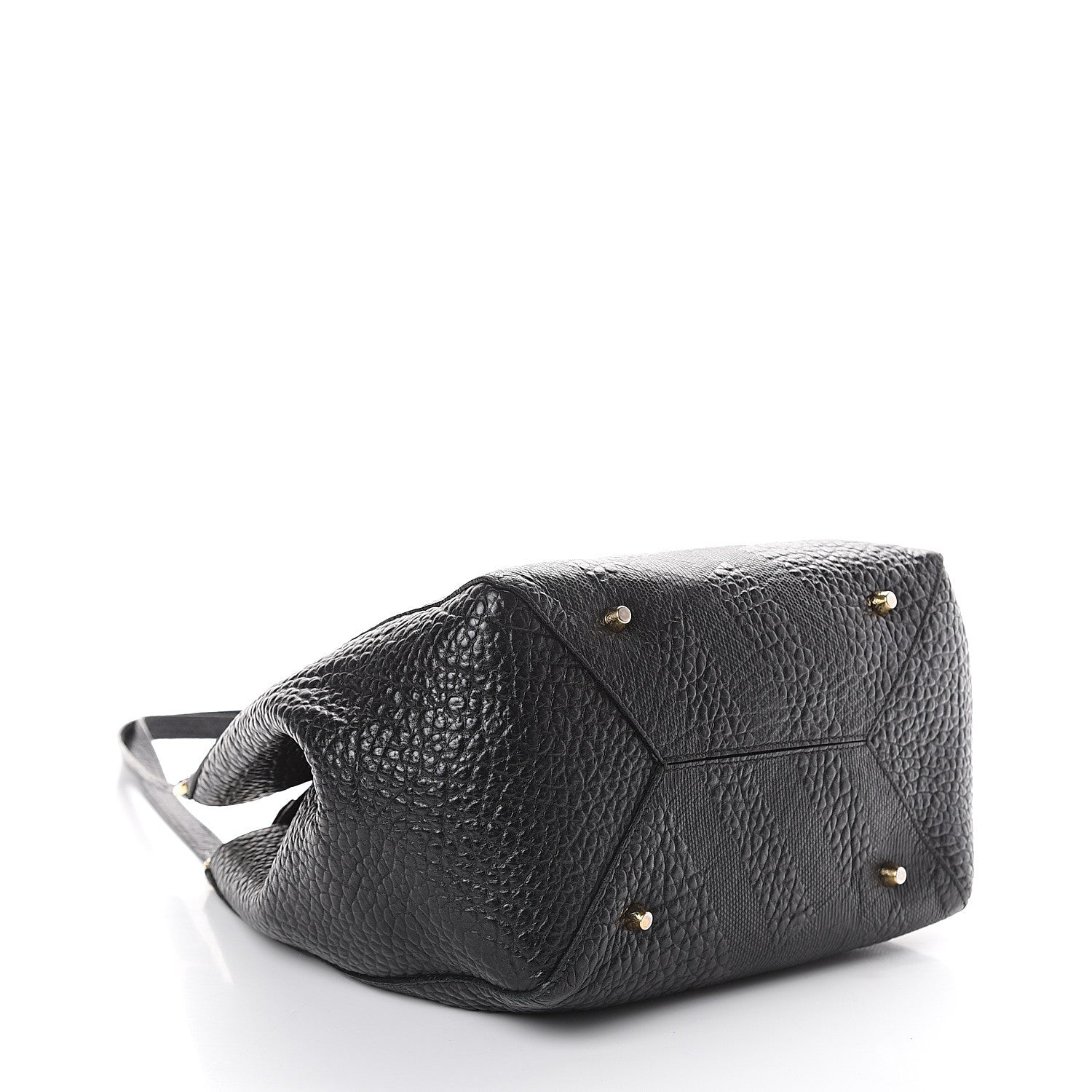 Burberry Signature Grain Calfskin Check Embossed Small Canterbury Tote Black 3 of 8