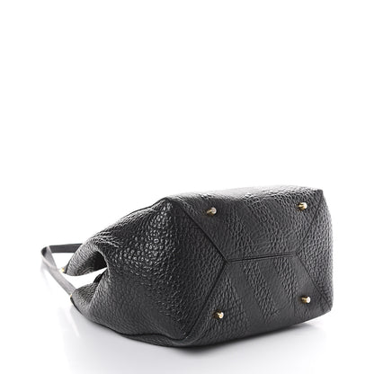 Burberry Signature Grain Calfskin Check Embossed Small Canterbury Tote Black 3 of 8