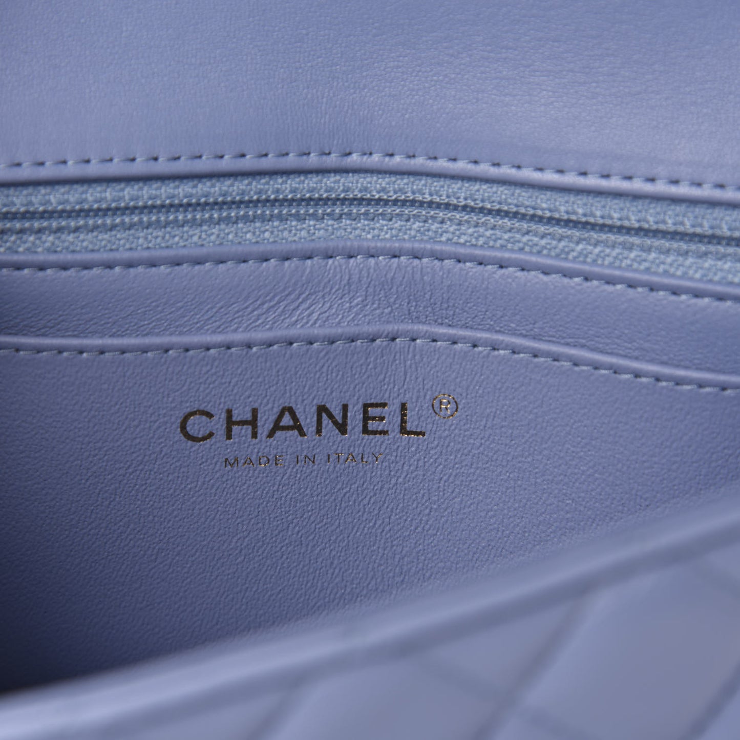 Lambskin Quilted Mini Rectangular Flap Light Blue