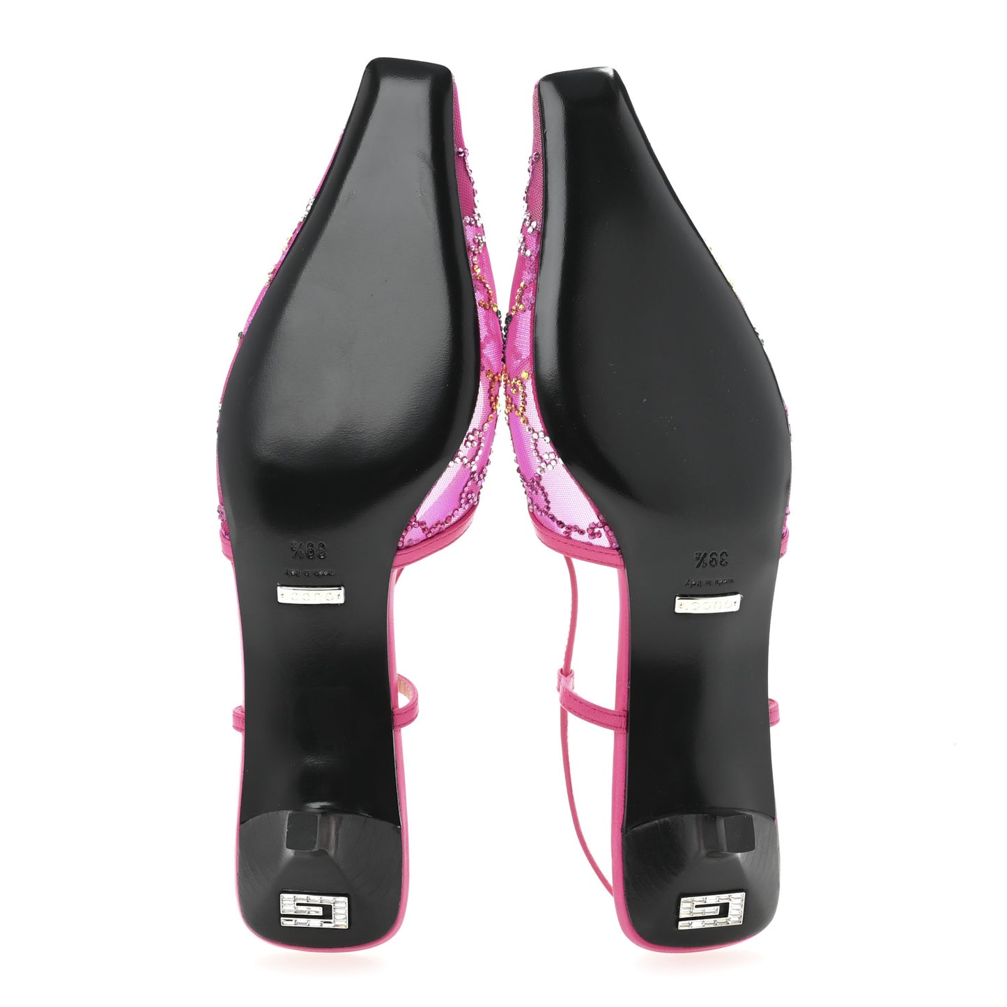 Tela Retino Nappa Charlotte Crystal GG Monogram Square G 35mm Slingback Pumps 39.5 Bright Bouganville Fairy Fucsia