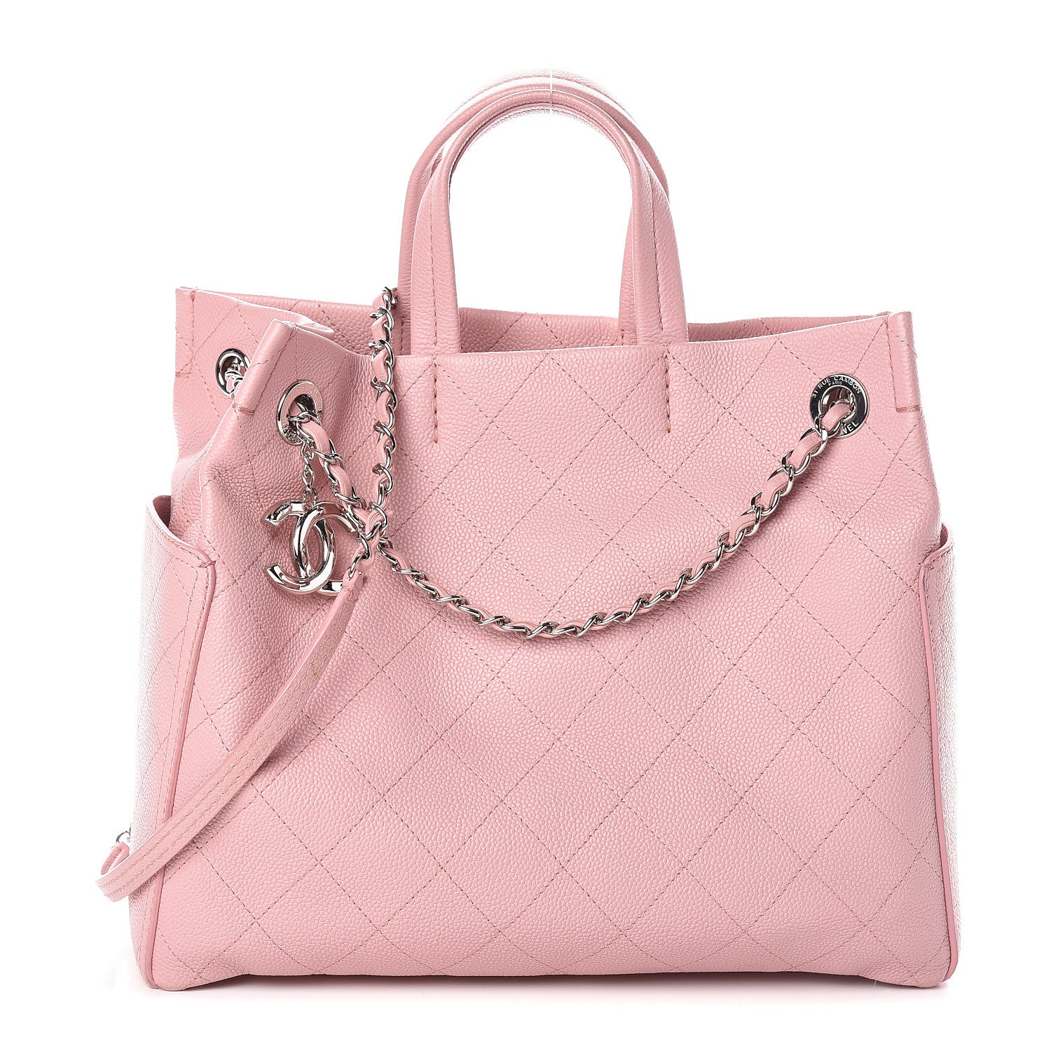 Chanel Grained Calfskin Small CC Pocket Tote Pink 1 of 9