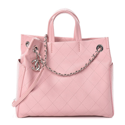 Chanel Grained Calfskin Small CC Pocket Tote Pink 1 of 9