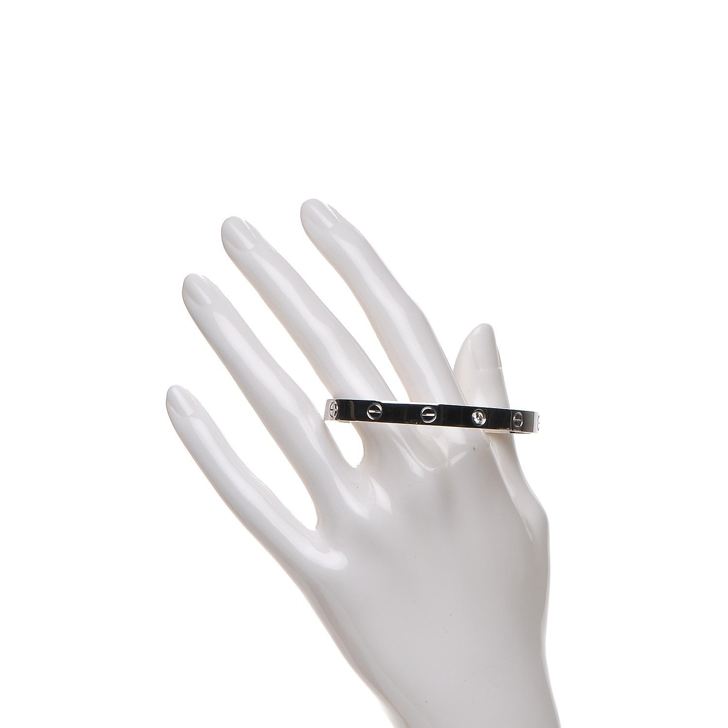 Cartier 18K White Gold 1 Diamond LOVE Cuff Bracelet 18 2 of 5
