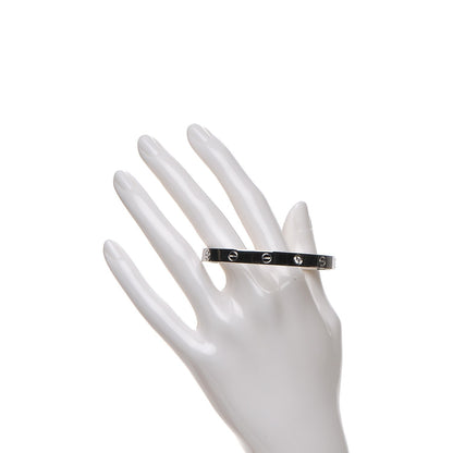 Cartier 18K White Gold 1 Diamond LOVE Cuff Bracelet 18 2 of 5